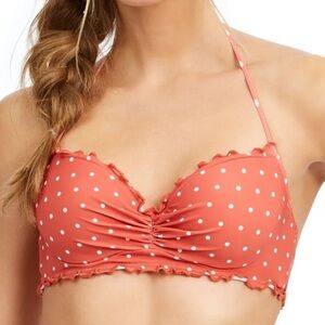 SUNDAZED Women's Red Halter Tie Shirred Stretch Ruffled Nixie Underwire Top 32DD